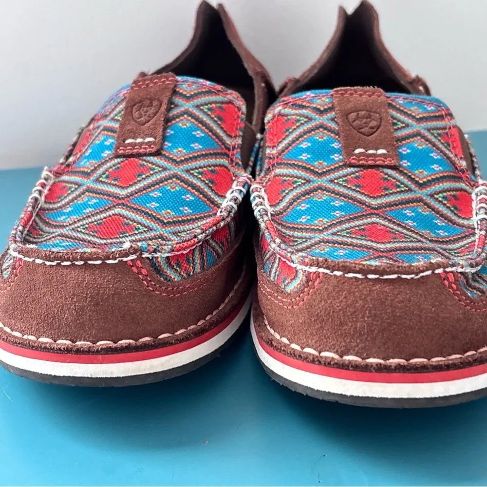 Ariat Cruiser Saddle Tan Suade Geometric Neutral Boho Slip On Shoes Size 9.5B - Picture 10 of 16